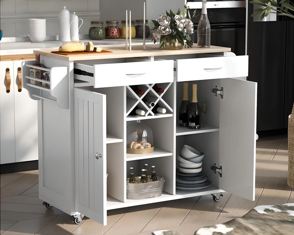 small kitchen island with drawers